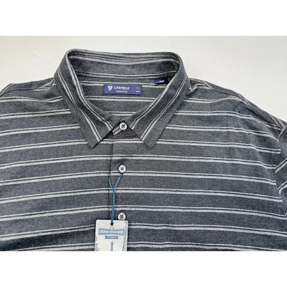Cremieux Collection Size 2XL Men's Gray Stripe Long Sleeve Cotton Polo NWT - Picture 11 of 11